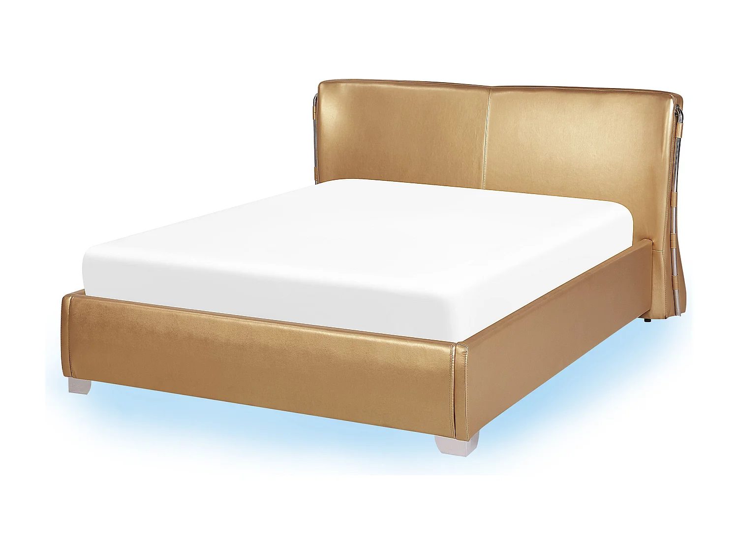 Letto con LED Pelle naturale PARIS 140 x 200 cm LED Oro