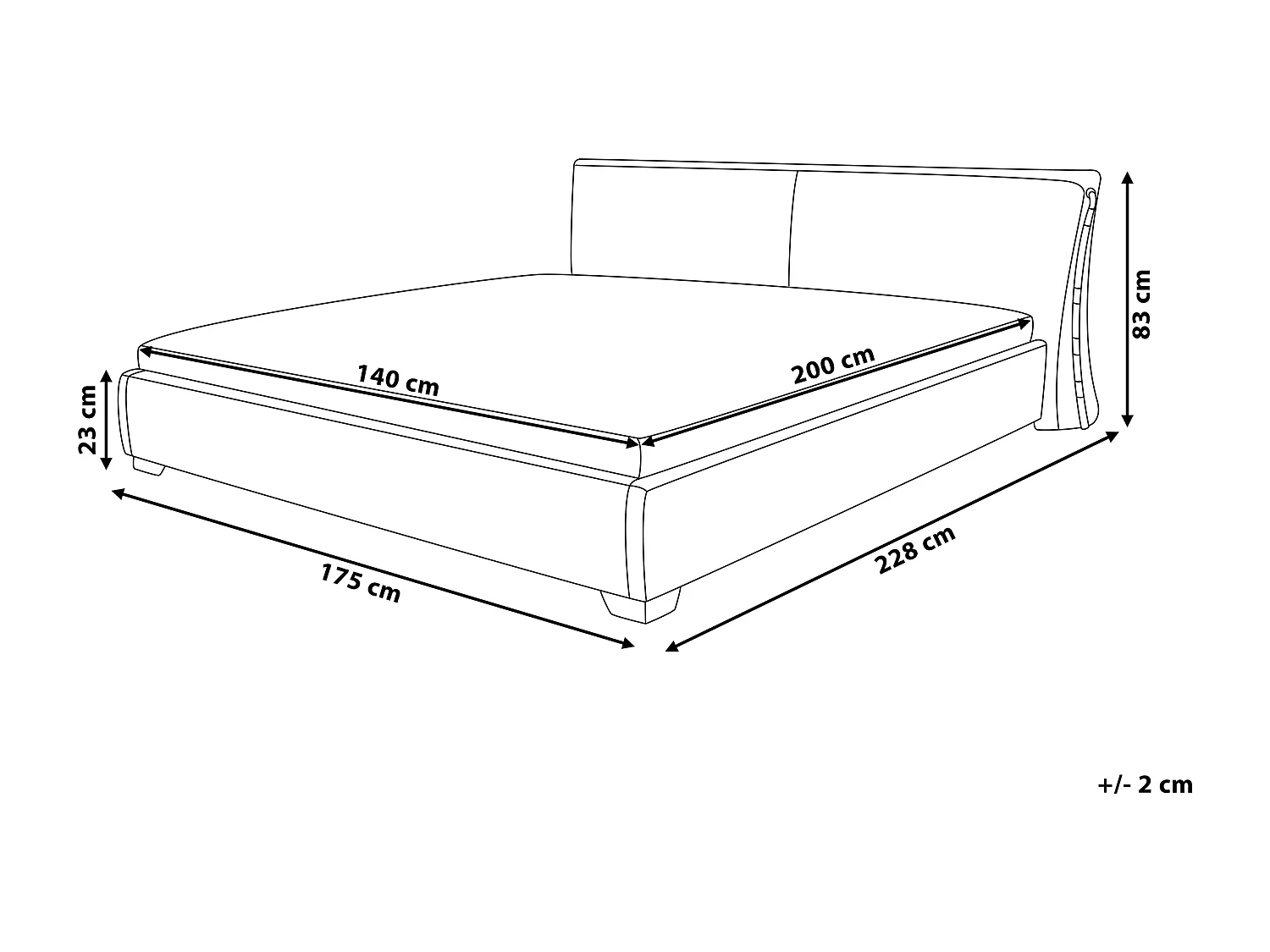 Letto con LED Pelle naturale PARIS 140 x 200 cm LED Oro