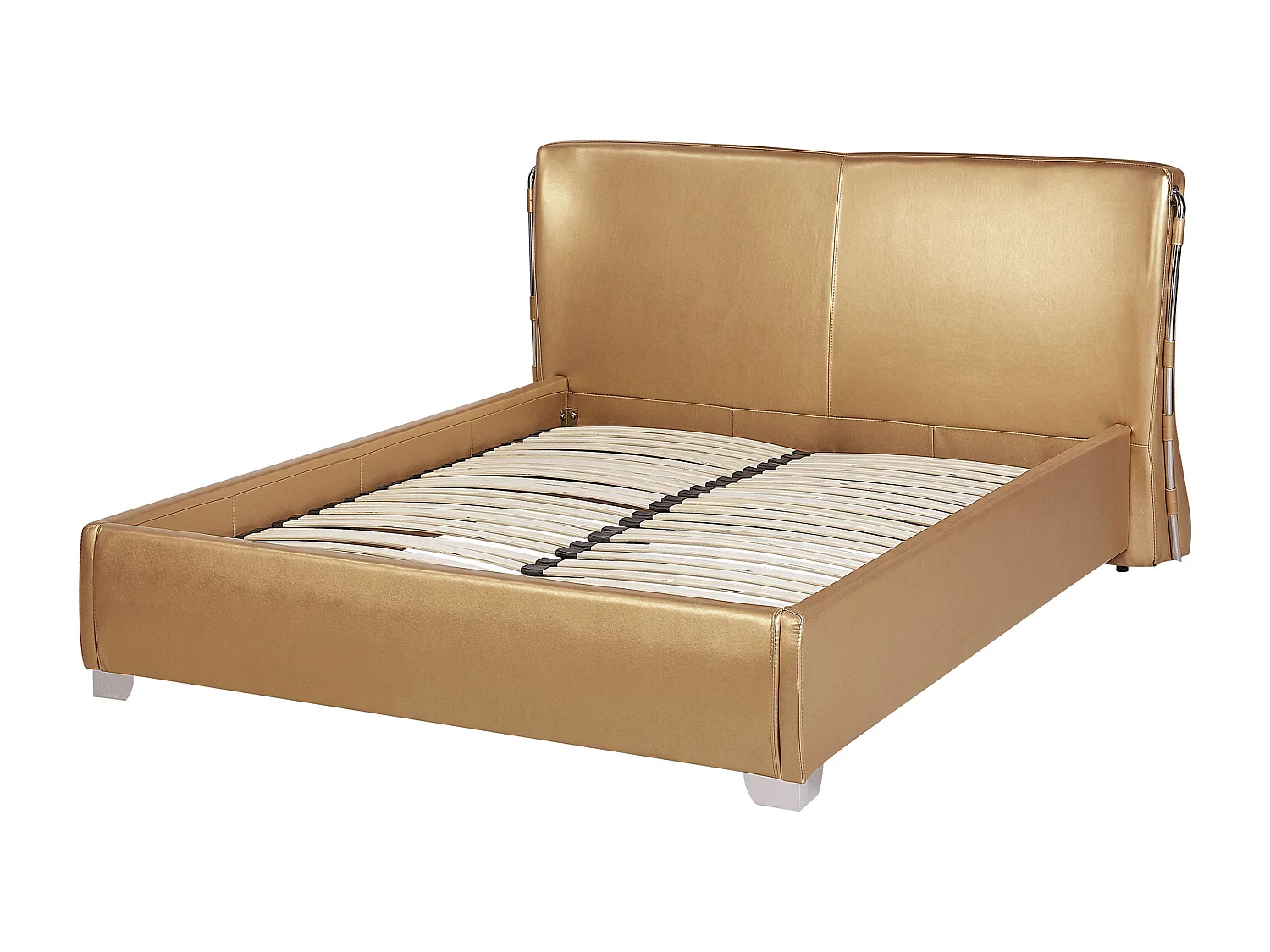 Letto con LED Pelle naturale PARIS 140 x 200 cm LED Oro