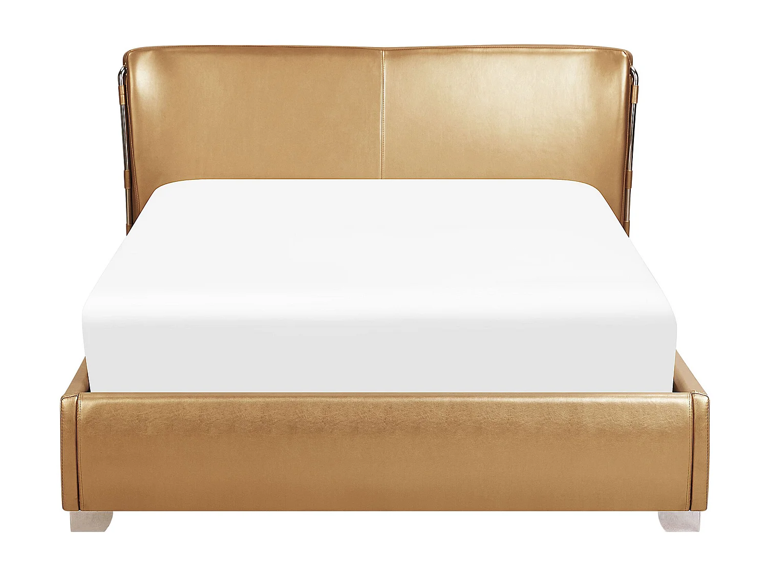 Letto con LED Pelle naturale PARIS 140 x 200 cm LED Oro