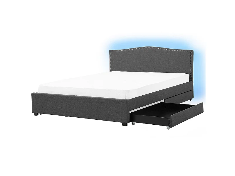 Cama con cajones Tela MONTPELLIER 180 x 200 cm LED Multicolor