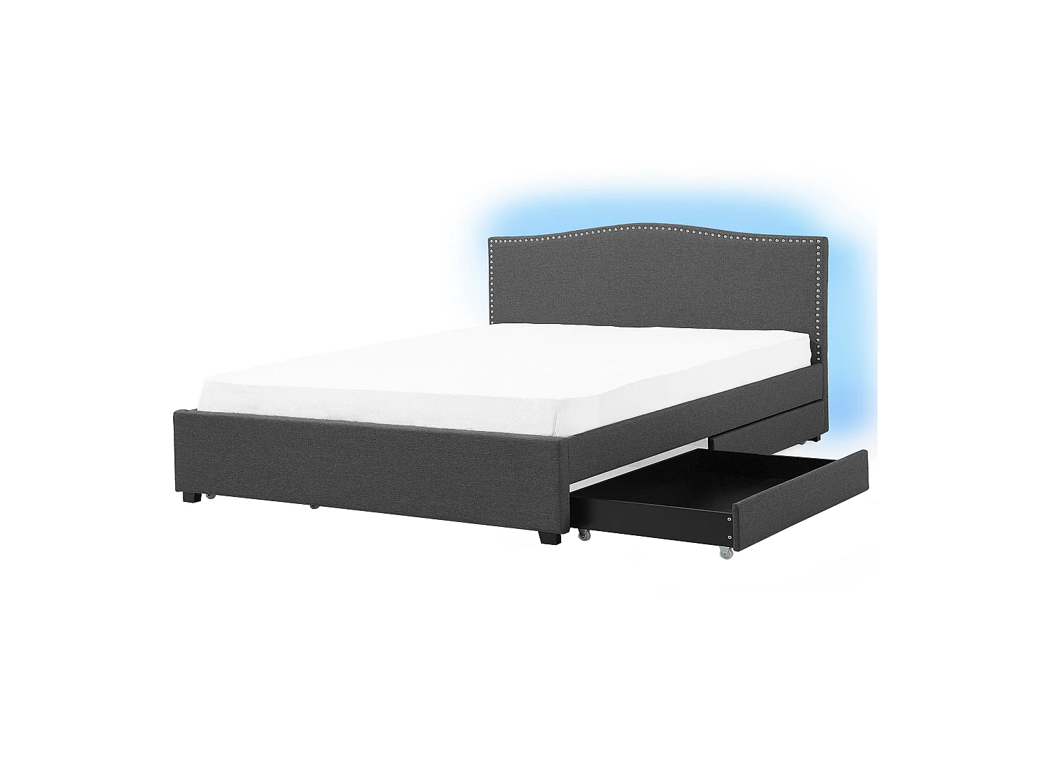 Lit avec tiroirs de rangement Tissu MONTPELLIER 180 x 200 cm LED Multicolore