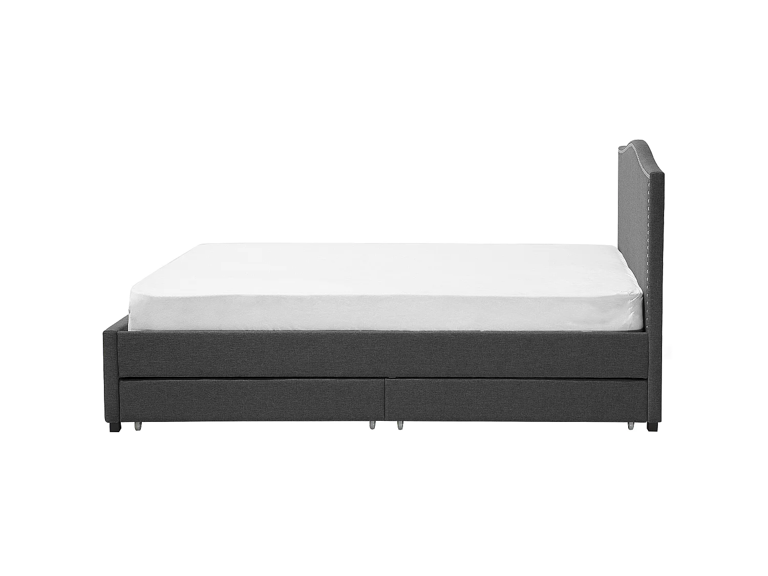 LED-Polsterbett in Grau in Leinenoptik mit Bettkasten 180 x 200 cm Montpellier