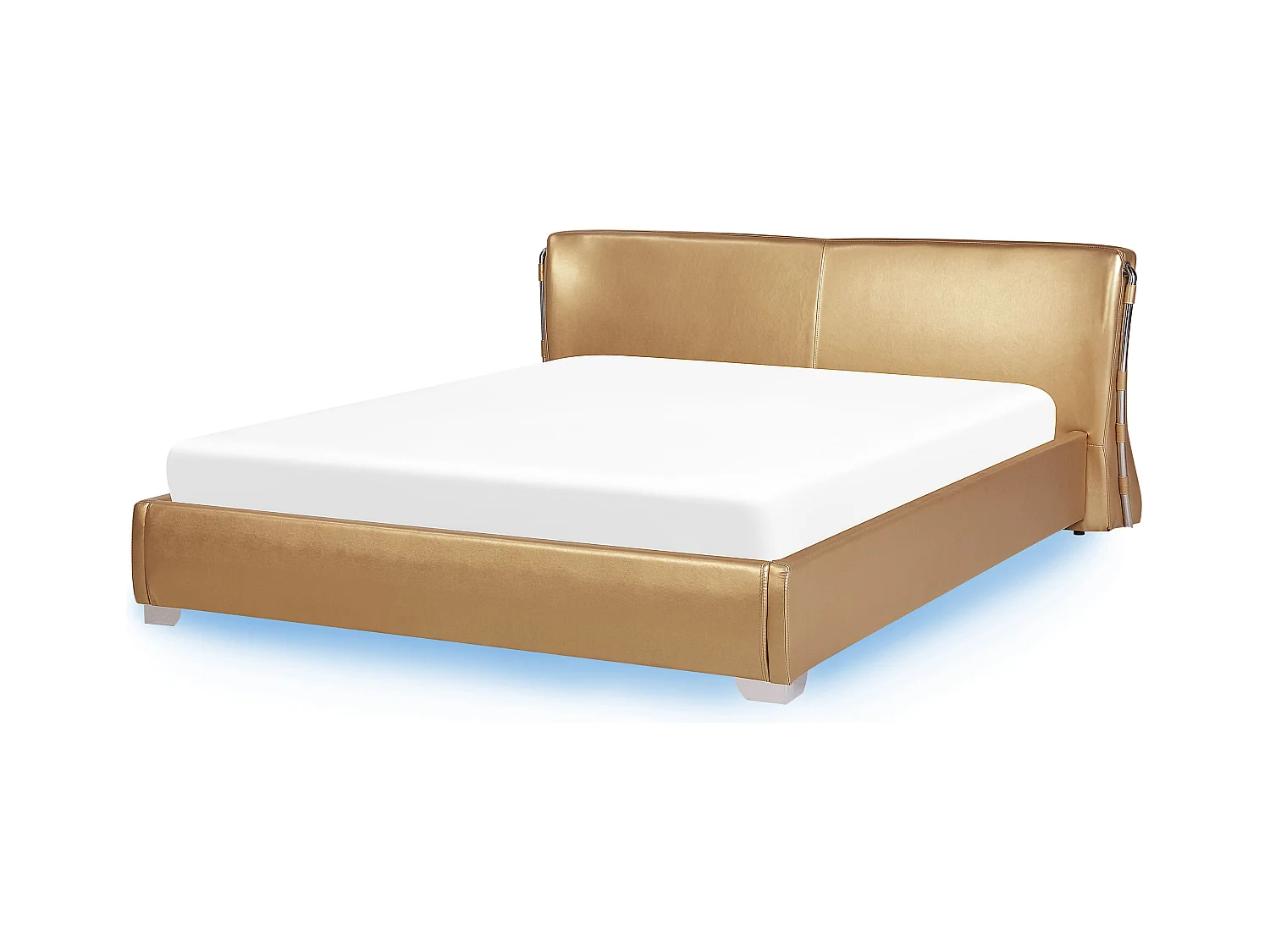 Bed met LED-verlichting Leer PARIS 180 x 200 cm LED Goud