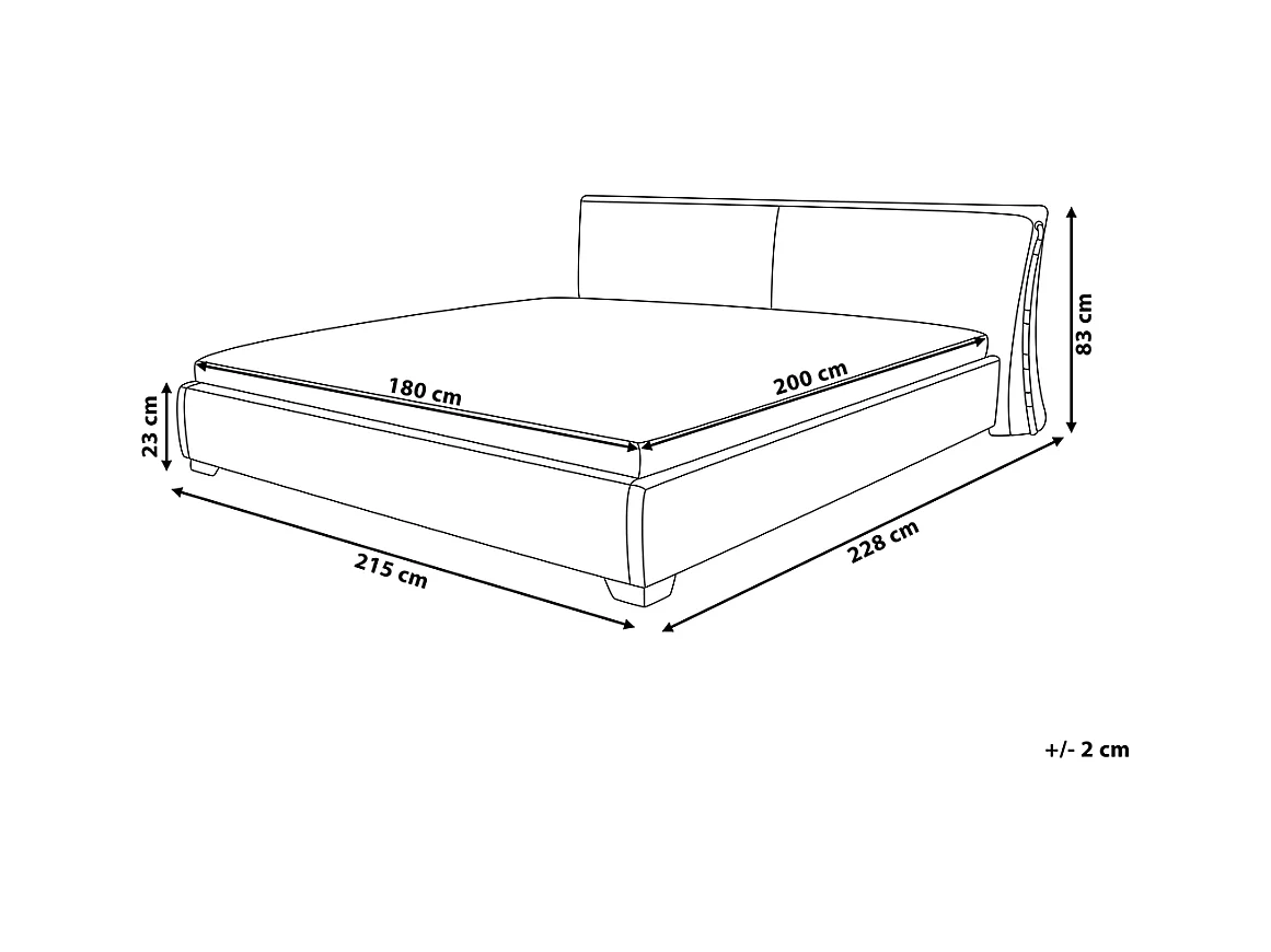 Bed met LED-verlichting Leer PARIS 180 x 200 cm LED Goud