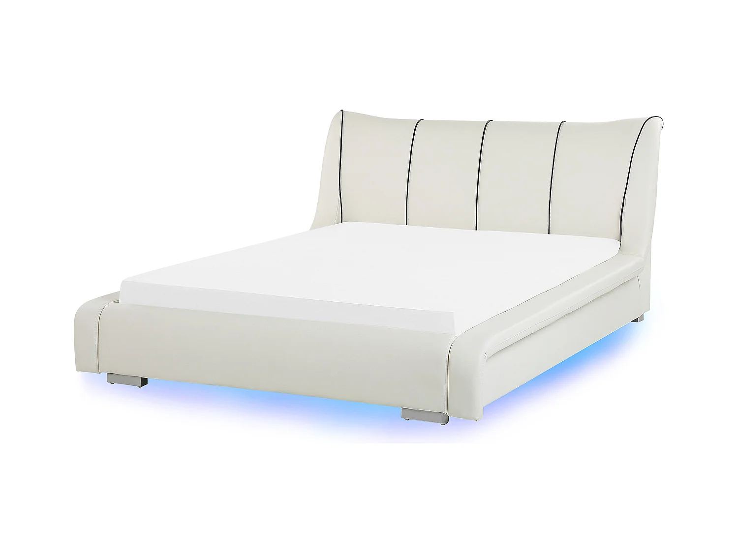 Lit avec LED Cuir NANTES 140 x 200 cm LED Blanc cassé