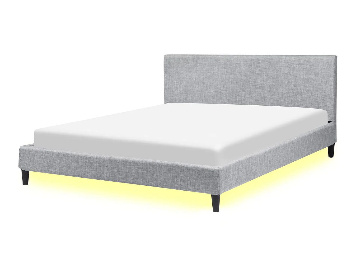 Cama com LED Tecido FITOU 160 x 200 cm Cinzento claro