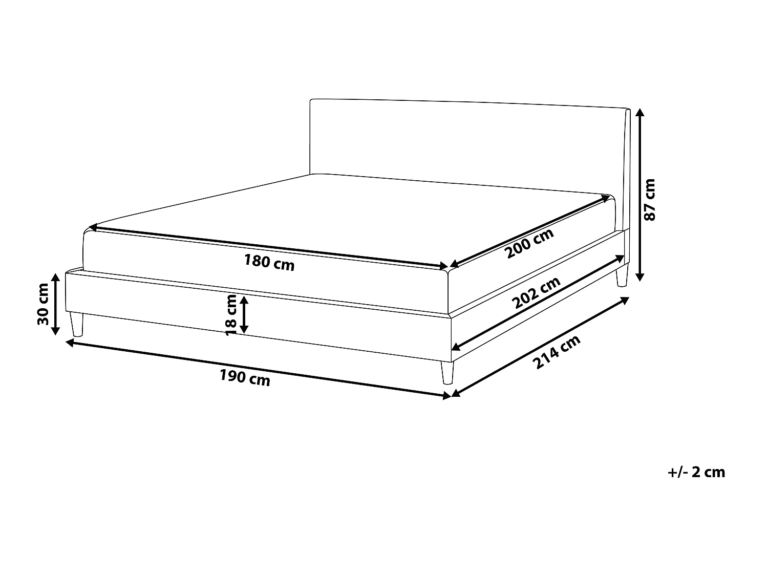 Cama com LED Tecido FITOU 160 x 200 cm Cinzento claro