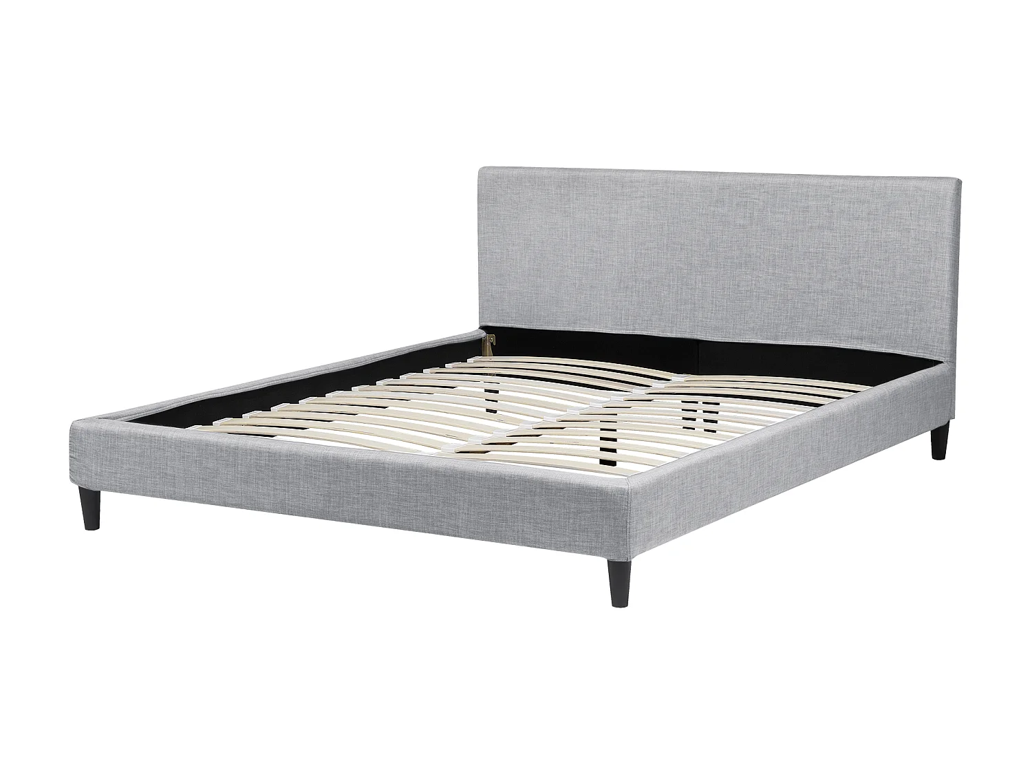 Cama com LED Tecido FITOU 160 x 200 cm Cinzento claro