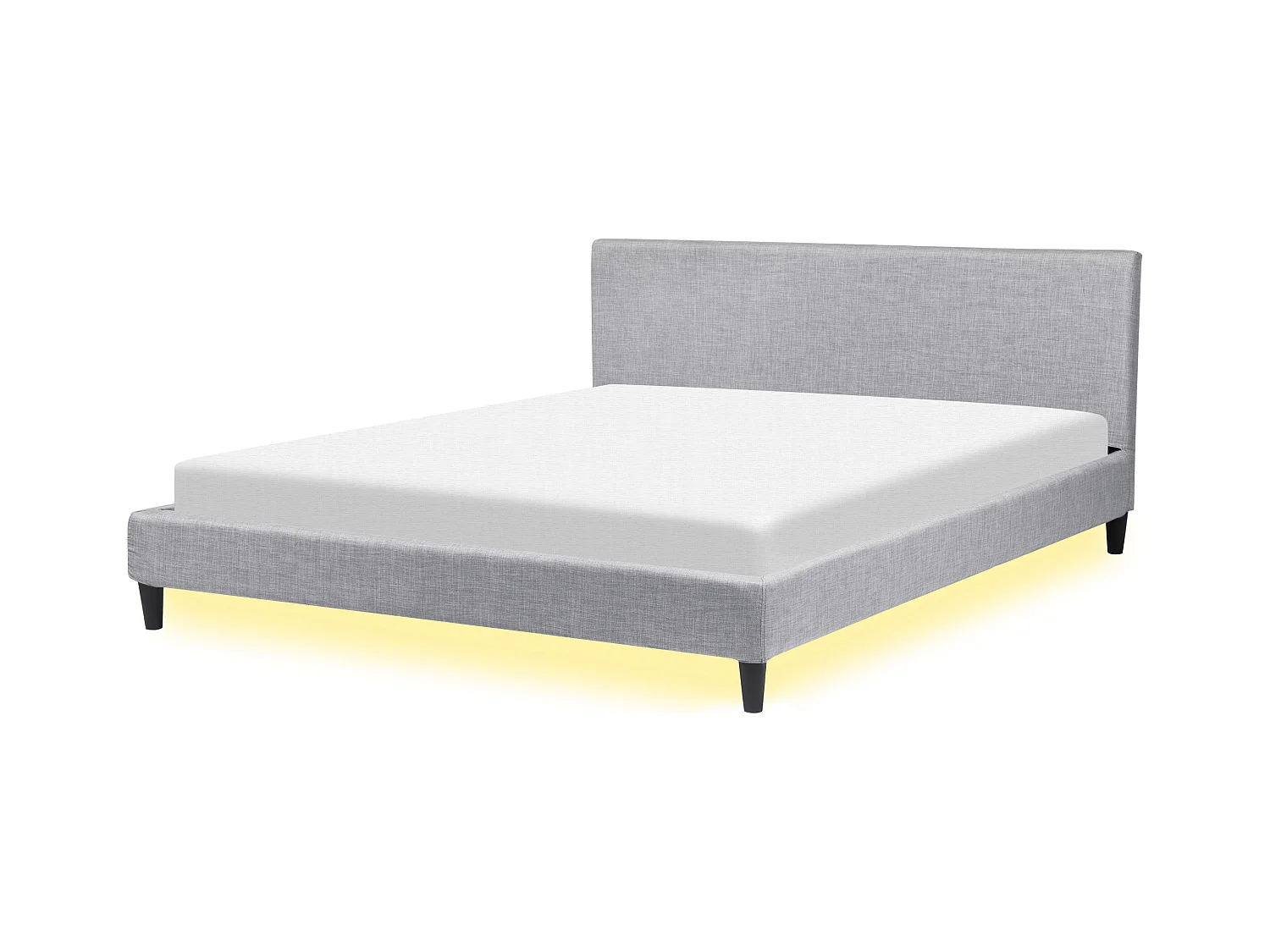 Lit avec LED Tissu FITOU 180 x 200 cm Gris clair