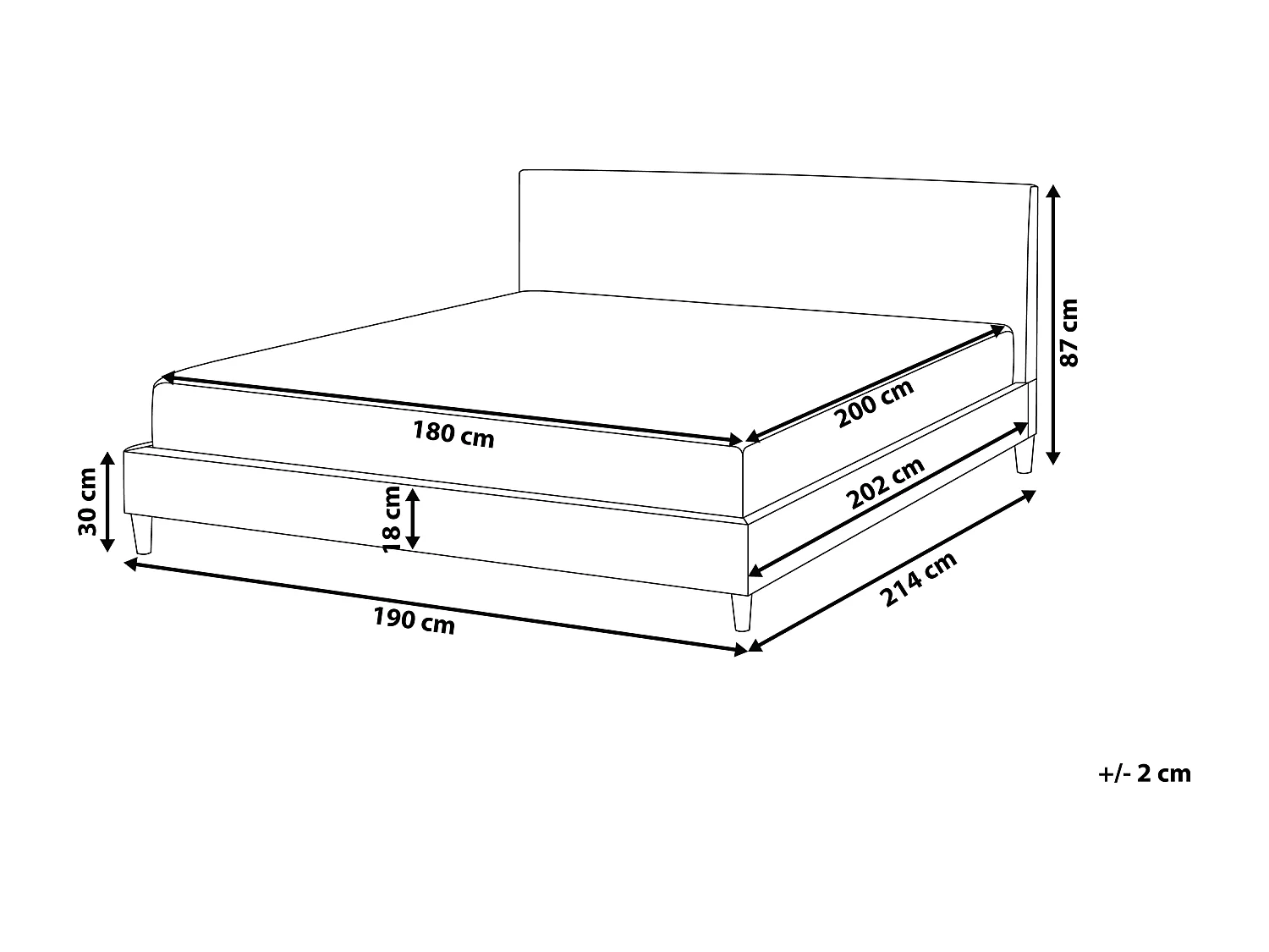 Lit avec LED Tissu FITOU 180 x 200 cm Gris clair