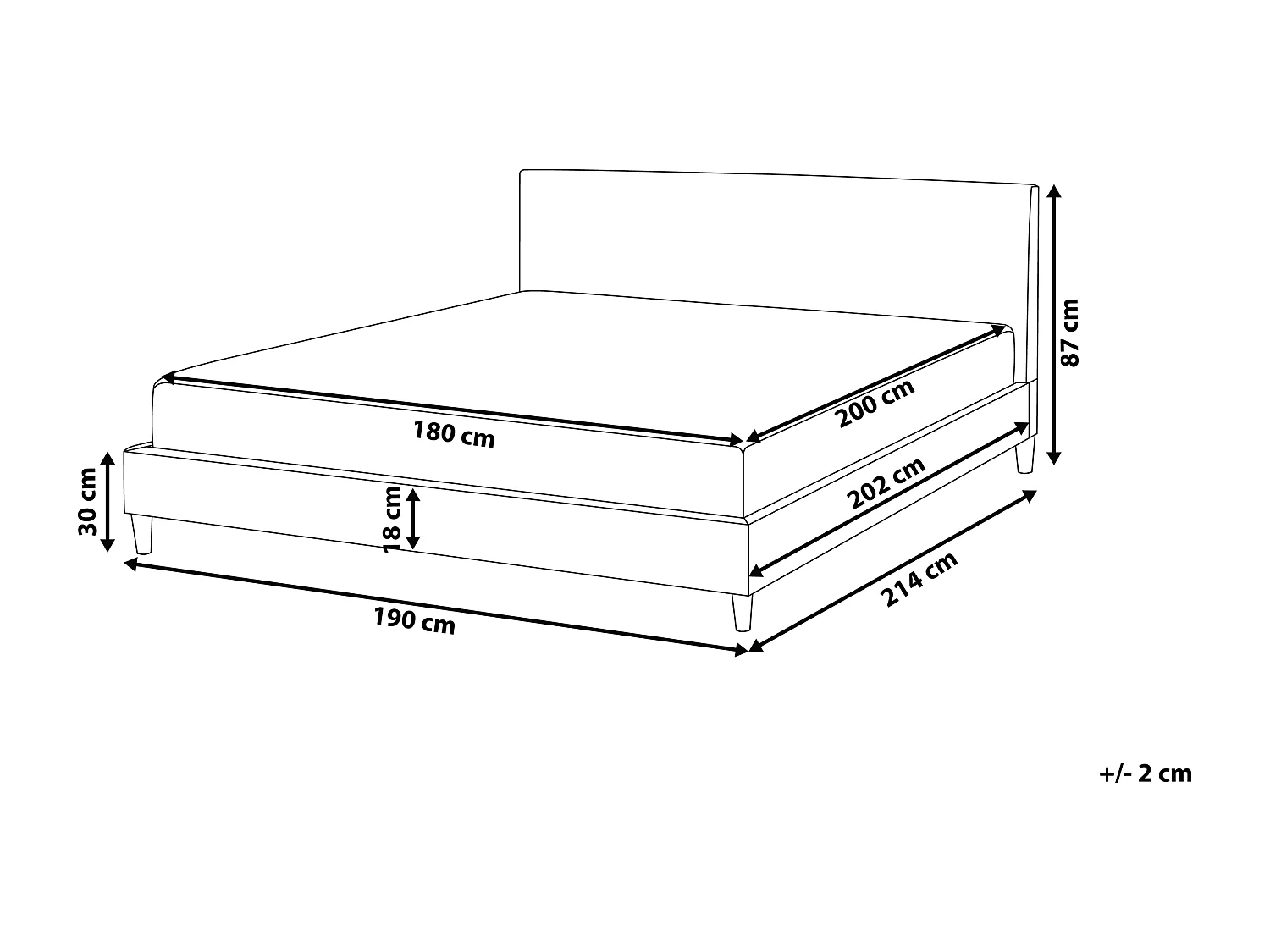 Bed met LED-verlichting Stof FITOU 180 x 200 cm Lichtgrijs