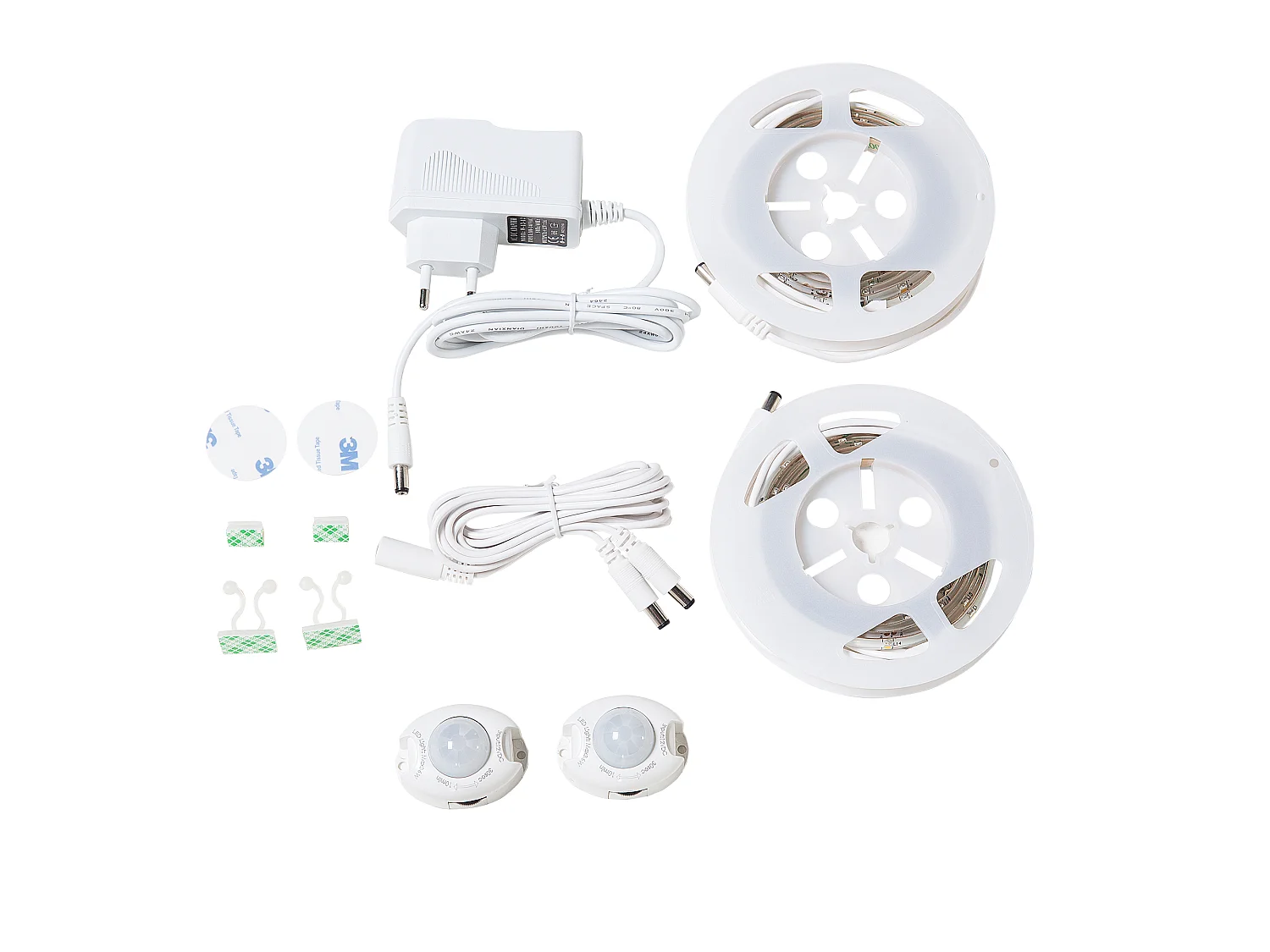 Bed met LED-verlichting Stof FITOU 180 x 200 cm Lichtgrijs