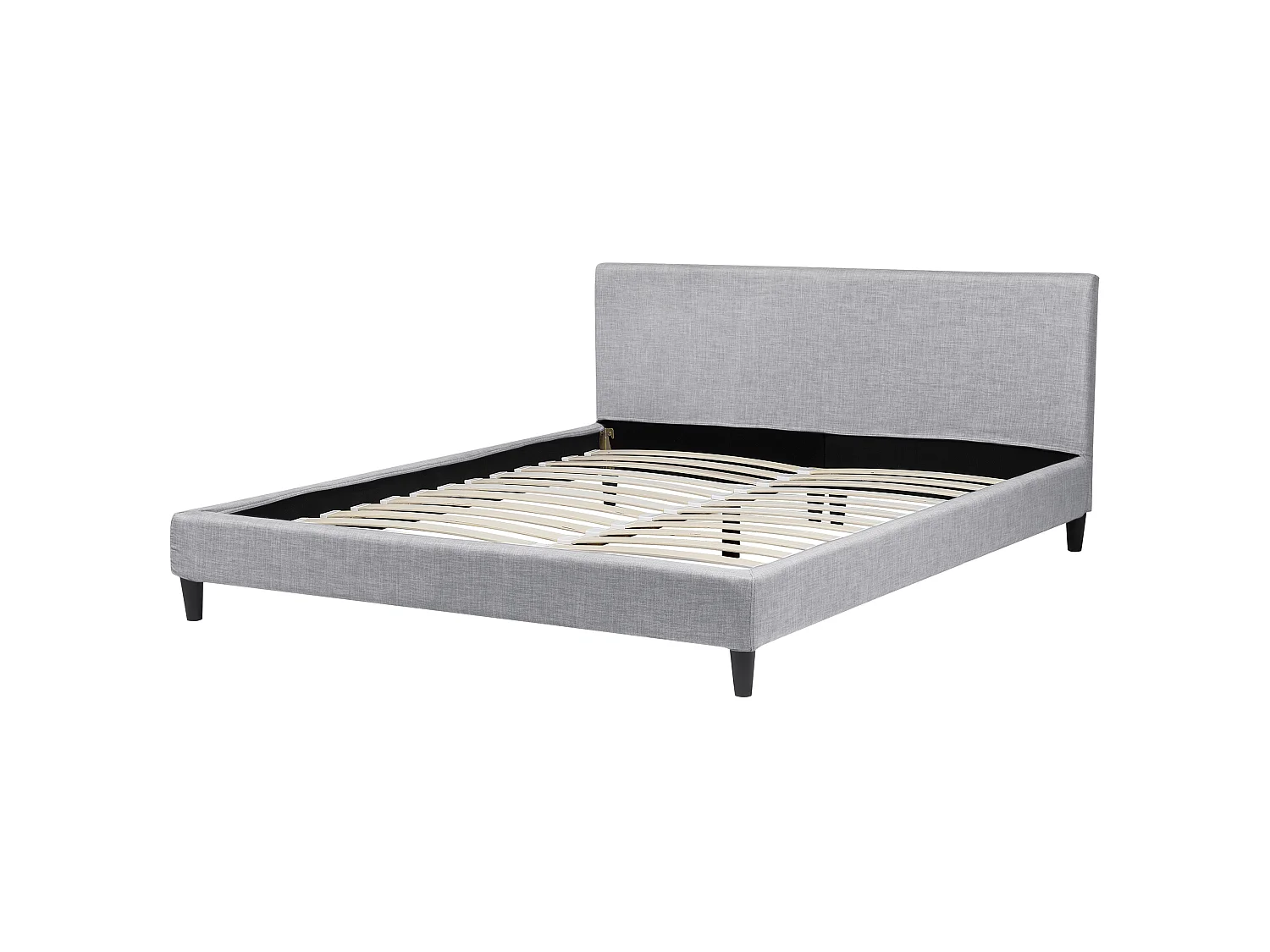 Bett mit LED Stoff FITOU 180 x 200 cm Hellgrau