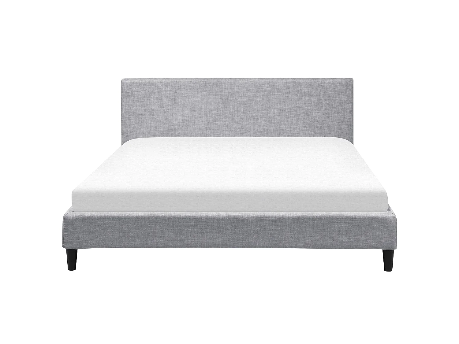 Bett mit LED Stoff FITOU 180 x 200 cm Hellgrau