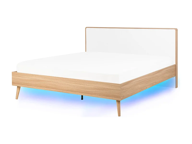 Lit avec LED SERRIS 140 x 200 cm Marron clair