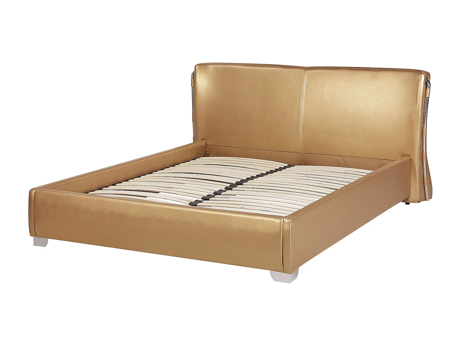 Extravagantes Lederbett in Gold 160x200 cm mit LED-Beleuchtung Paris