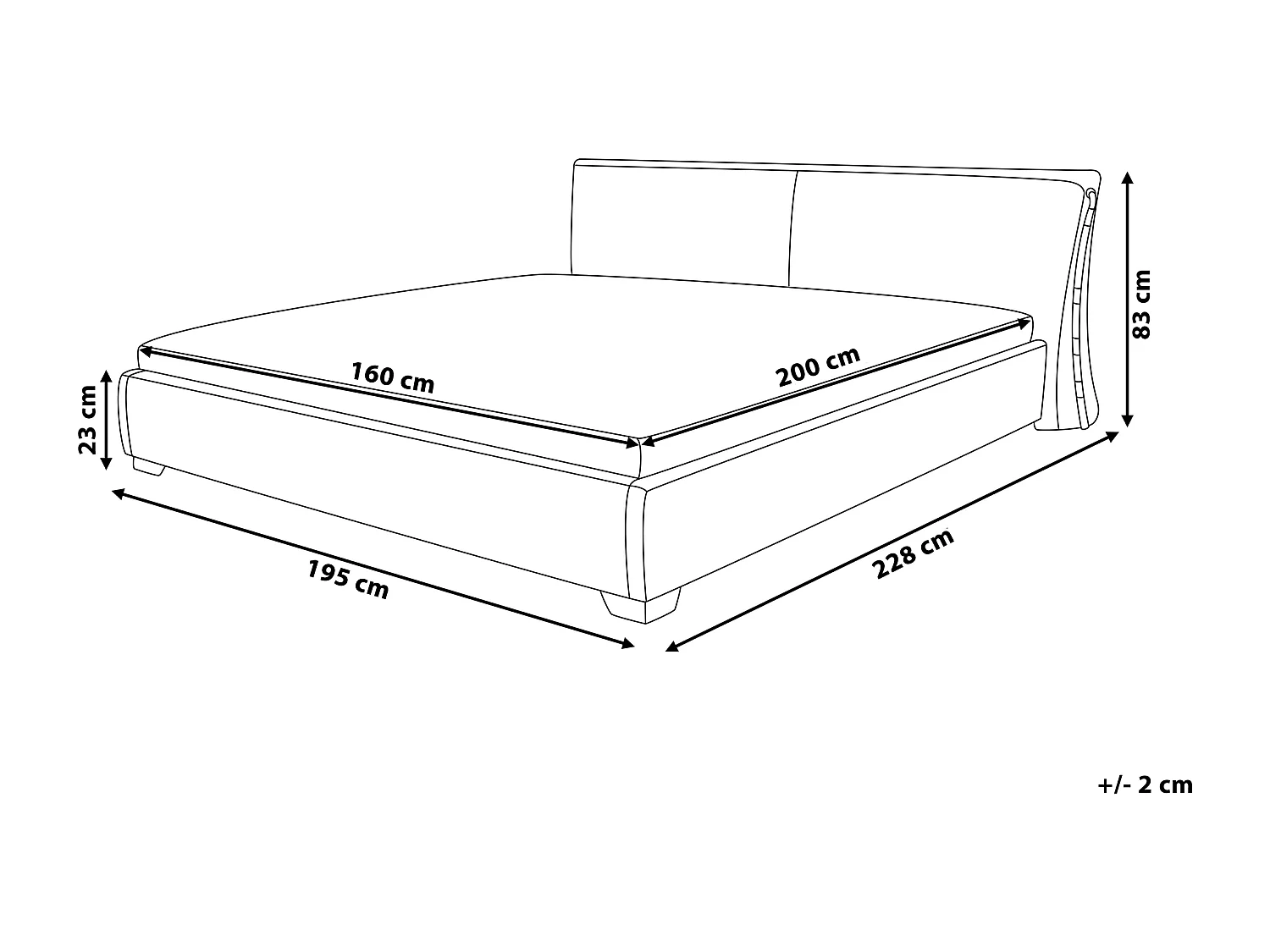 Extravagantes Lederbett in Gold 160x200 cm mit LED-Beleuchtung Paris