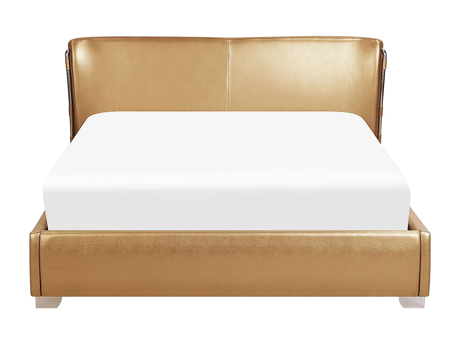 Extravagantes Lederbett in Gold 160x200 cm mit LED-Beleuchtung Paris