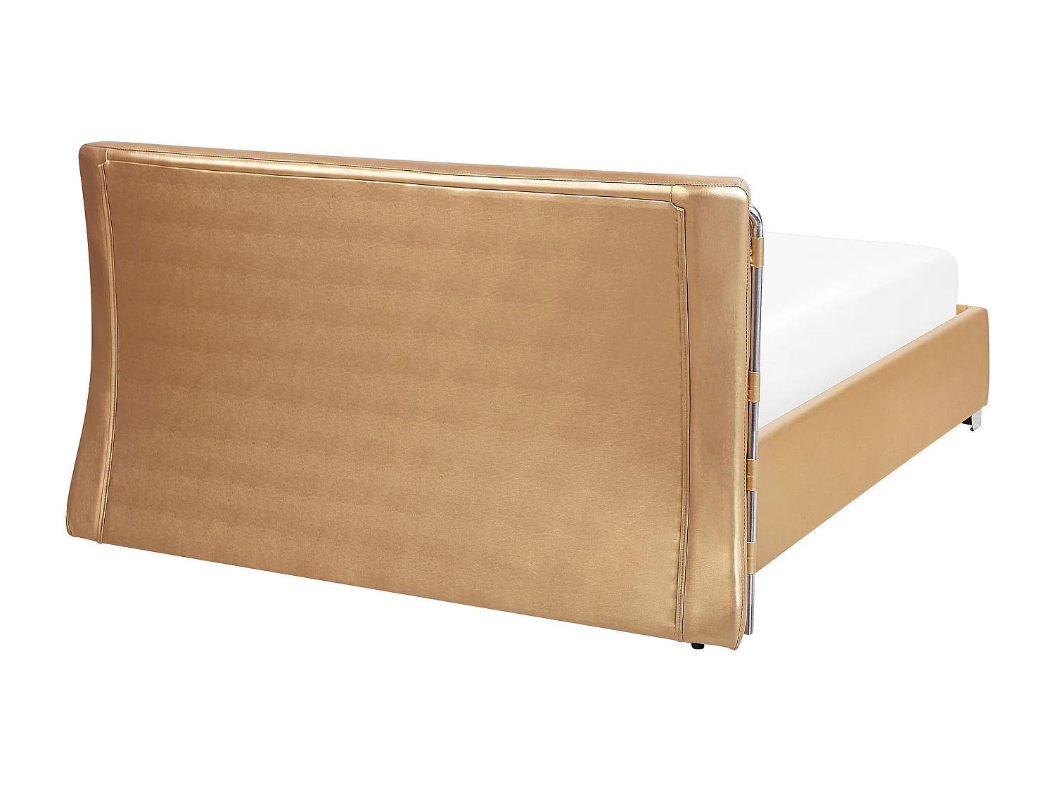 Extravagantes Lederbett in Gold 160x200 cm mit LED-Beleuchtung Paris