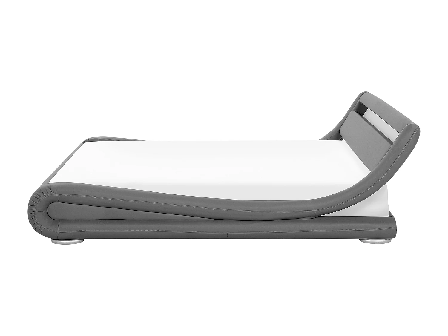 Cama de casal com iluminação LED em pele sintética cinzenta 180 x 200 cm AVIGNON