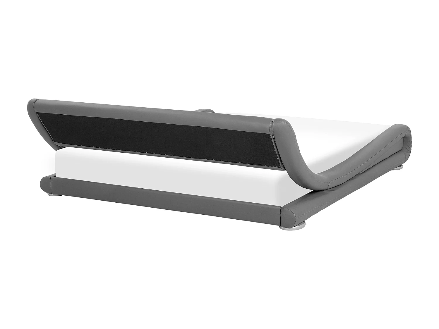 Cama de casal com iluminação LED em pele sintética cinzenta 180 x 200 cm AVIGNON