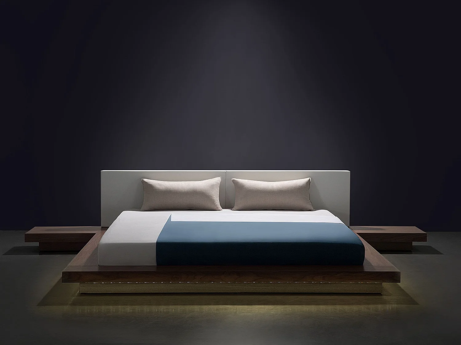 Cama LED ZEN 180 x 200 cm Fresno marrón