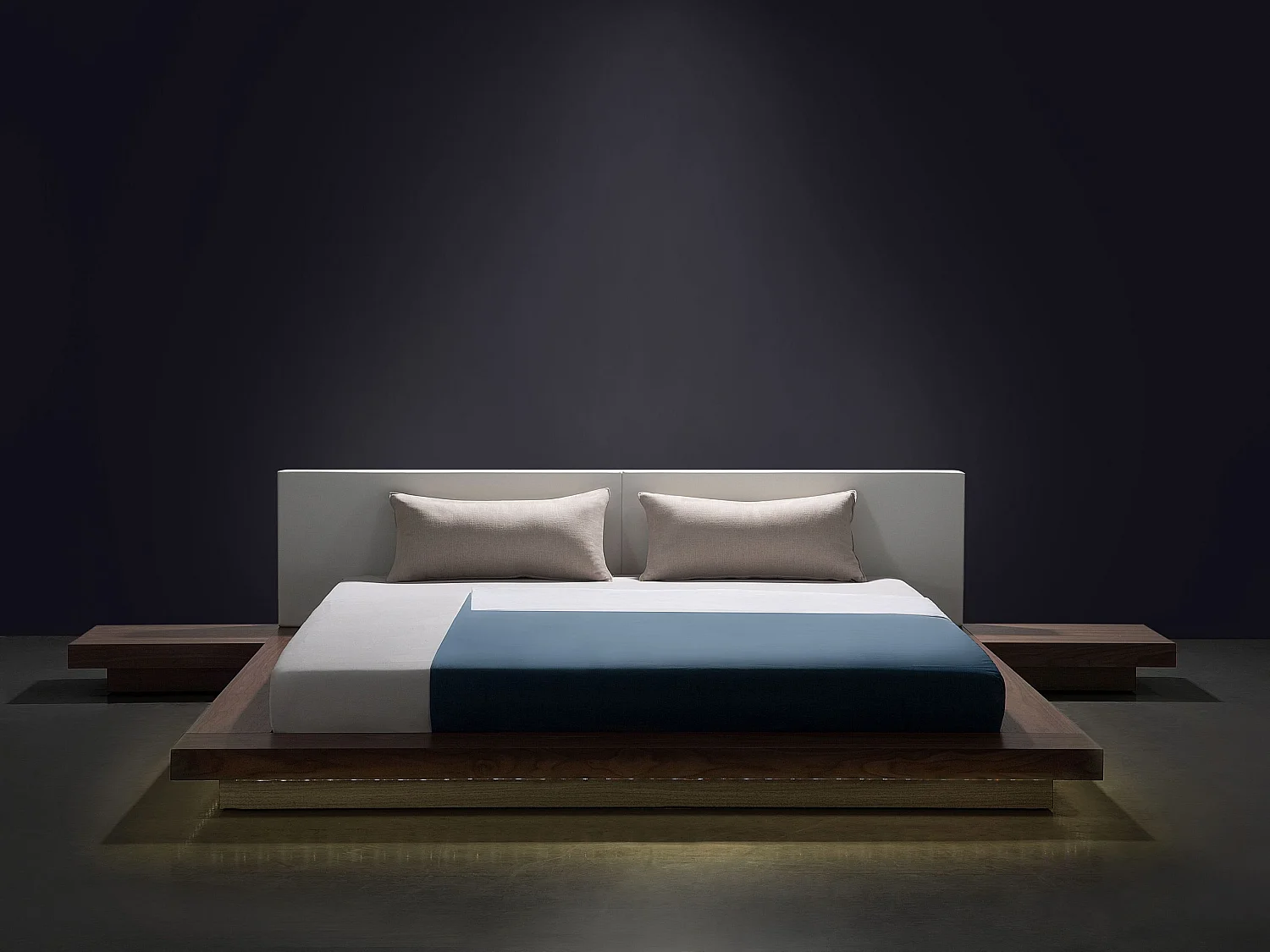 Bed with LED ZEN 180 x 200 cm (EU Super King) Brown Ash Wood