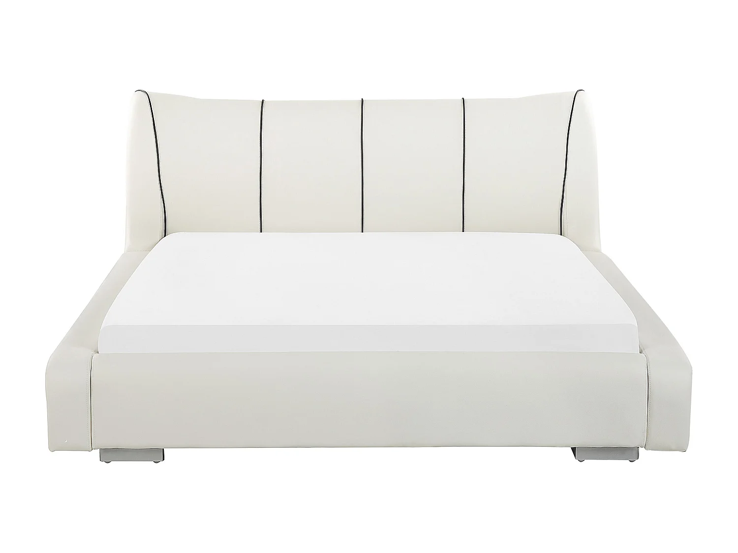 Lit avec LED Cuir NANTES 160 x 200 cm LED Blanc cassé