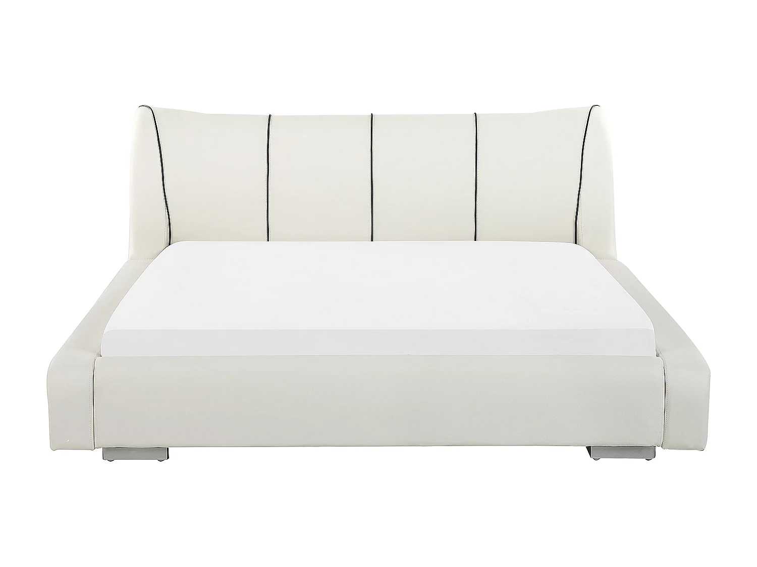 Lit avec LED Cuir NANTES 180 x 200 cm LED Blanc cassé