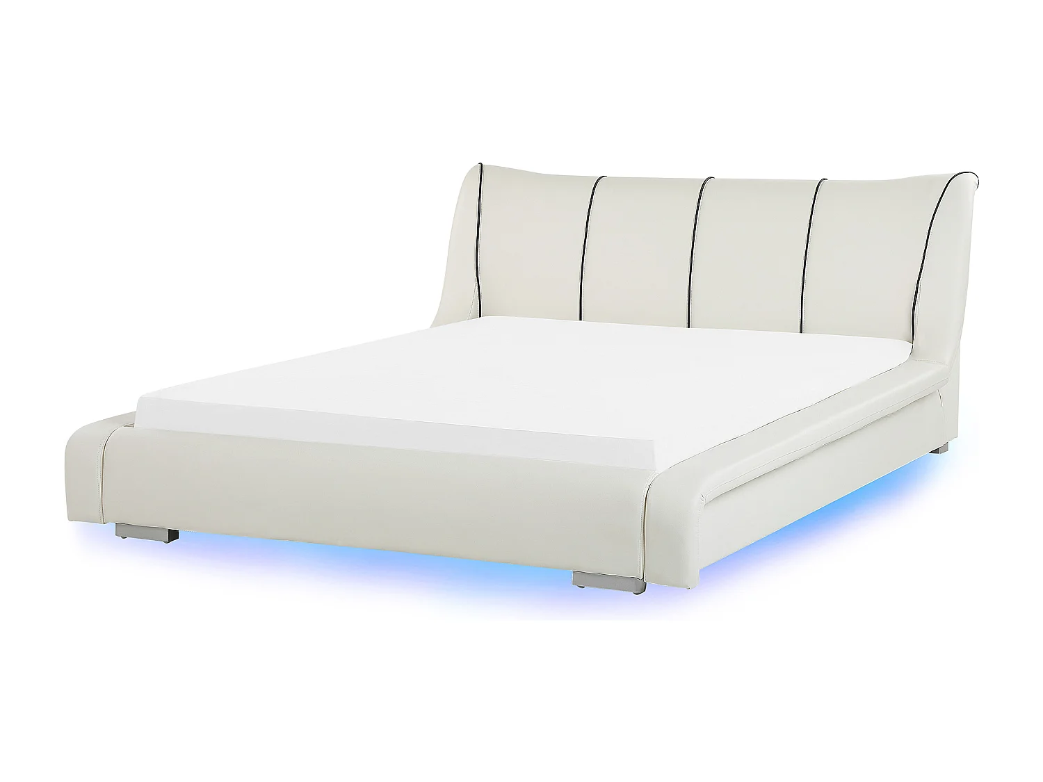 Lederbett weiß Lattenrost 180 x 200 cm mit LED-Beleuchtung bunt NANTES