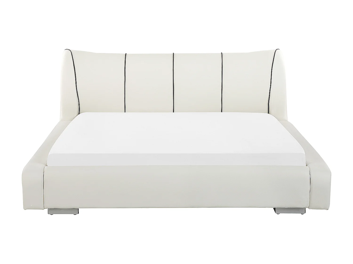 Lit avec LED Cuir NANTES 180 x 200 cm LED Blanc cassé