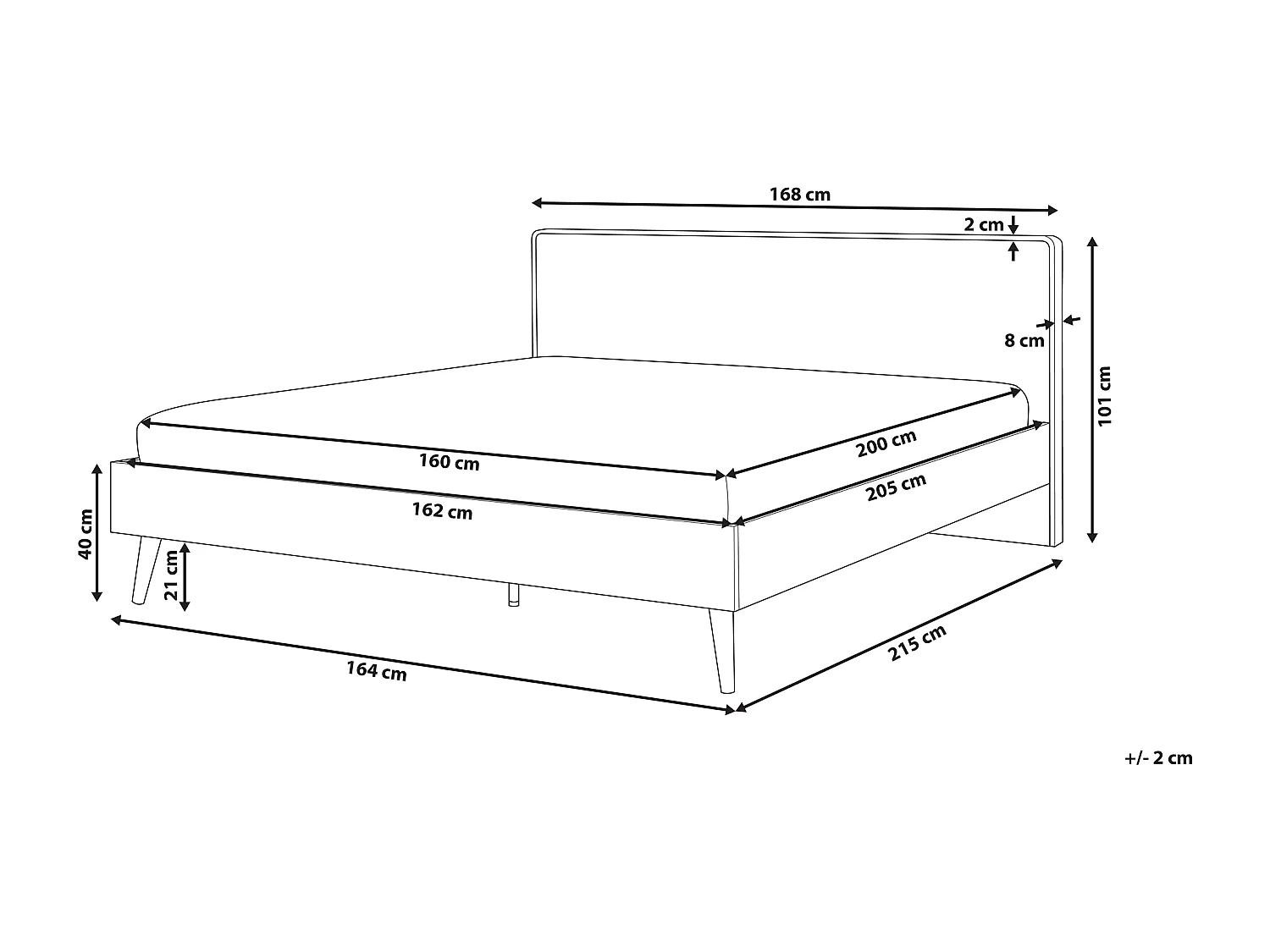 Bed met LED-verlichting SERRIS 160 x 200 cm Lichtbruin