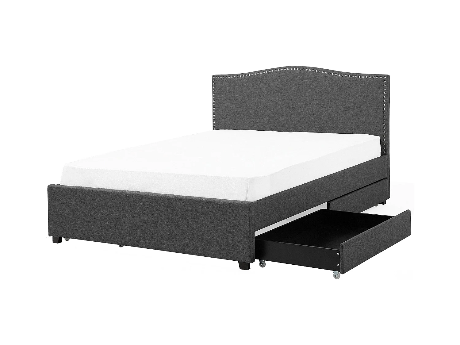 Letto con cassetti contenitori Tessuto MONTPELLIER 180 x 200 cm LED Grigio scuro