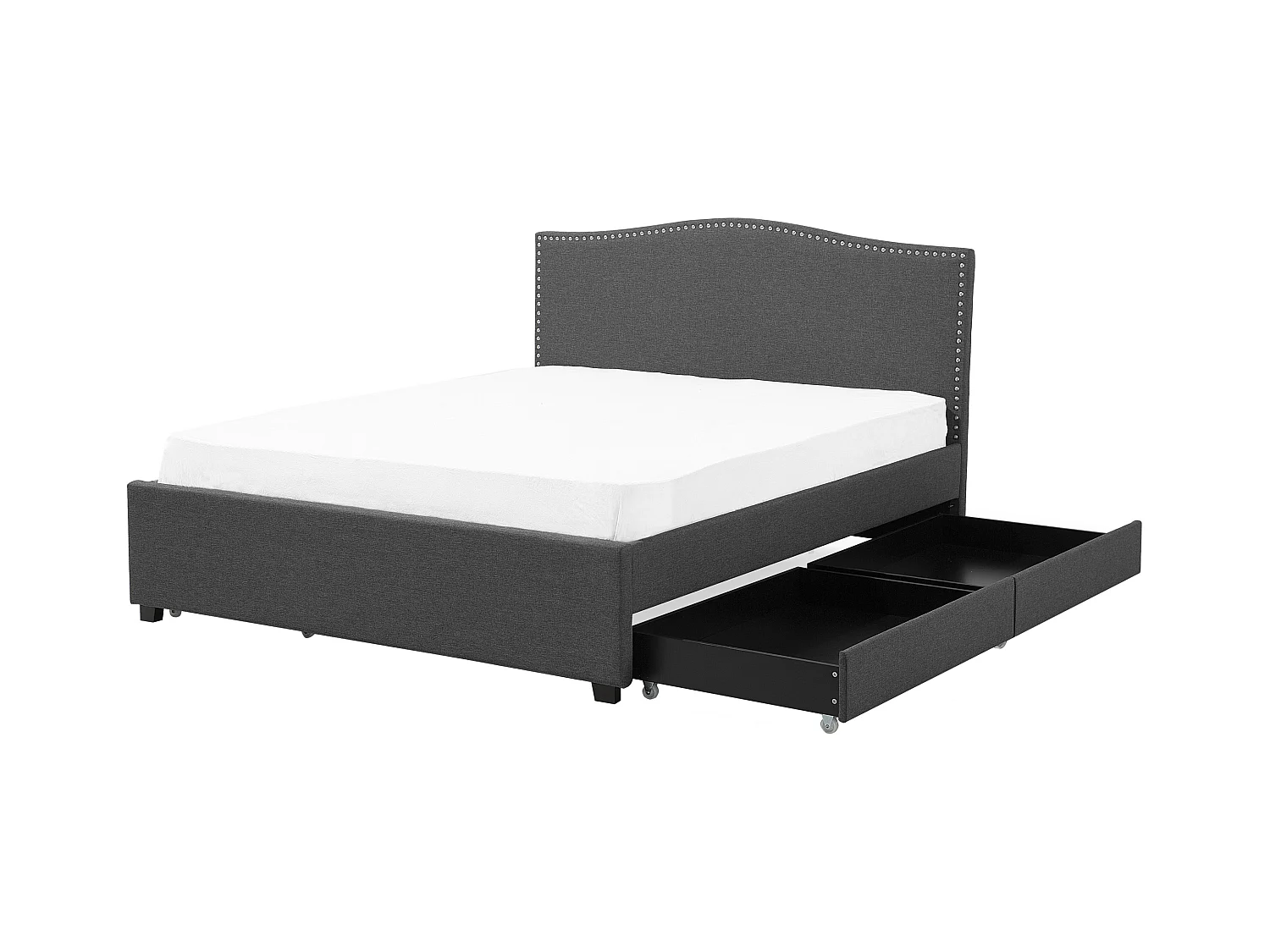 Letto con cassetti contenitori Tessuto MONTPELLIER 180 x 200 cm LED Grigio scuro