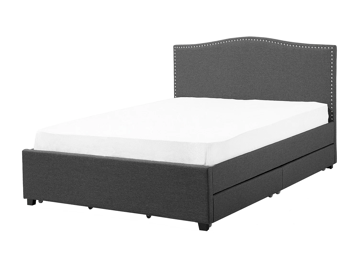 Cama con cajones Tela MONTPELLIER 180 x 200 cm LED Gris oscuro