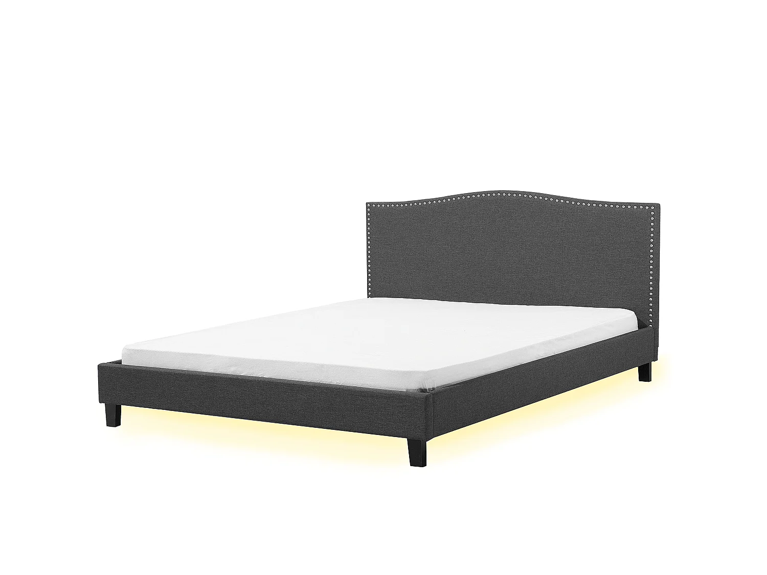 Cama Tecido MONTPELLIER 180 x 200 cm LED Branco