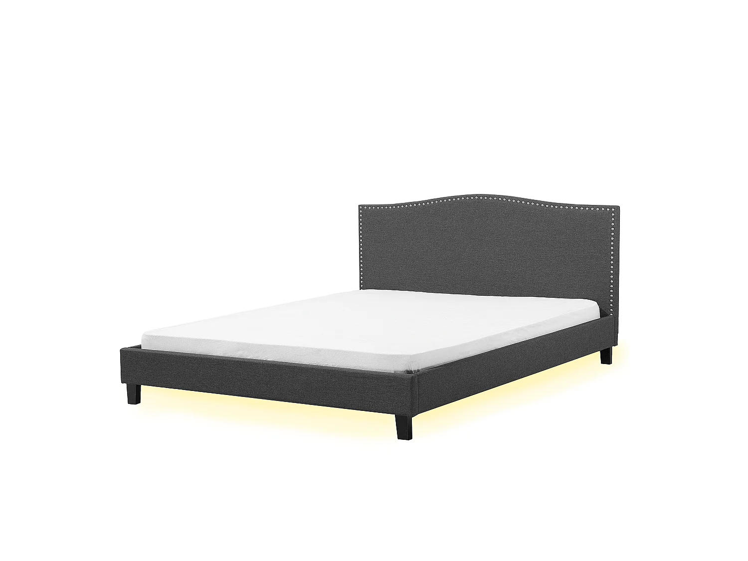 Cama Tecido MONTPELLIER 180 x 200 cm LED Branco