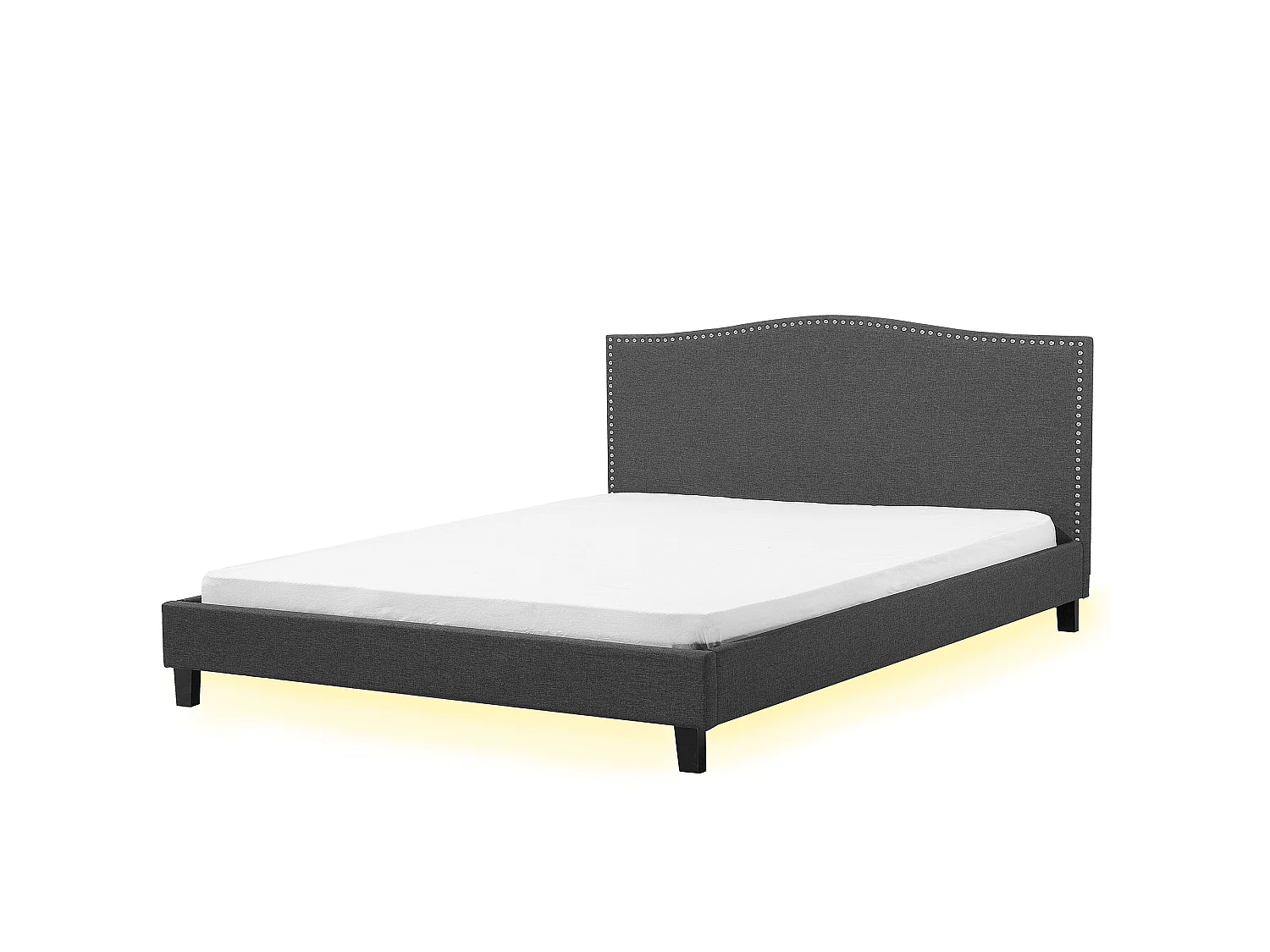 Letto Tessuto MONTPELLIER 180 x 200 cm LED Bianco