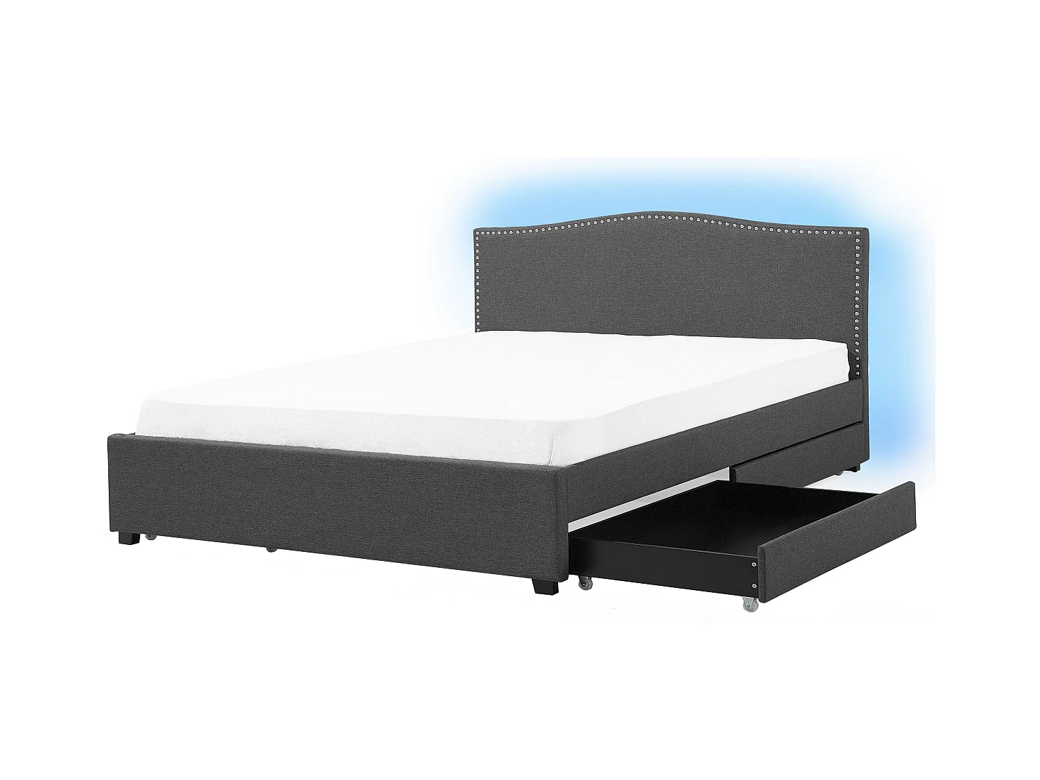 Letto con cassetti contenitori Tessuto MONTPELLIER 160 x 200 cm LED Grigio