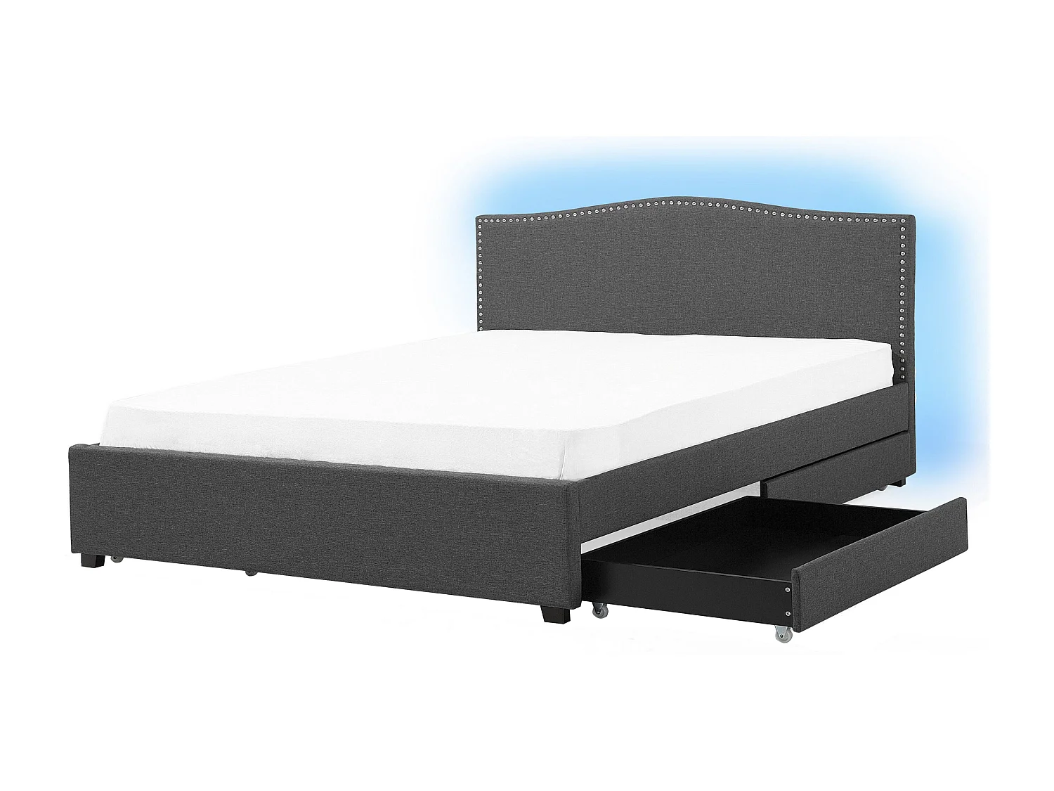Bed met opbergladen Stof MONTPELLIER 160 x 200 cm LED Grijs