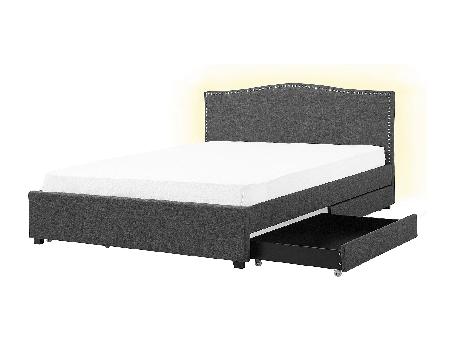 Bed met opbergladen Stof MONTPELLIER 160 x 200 cm LED Grijs