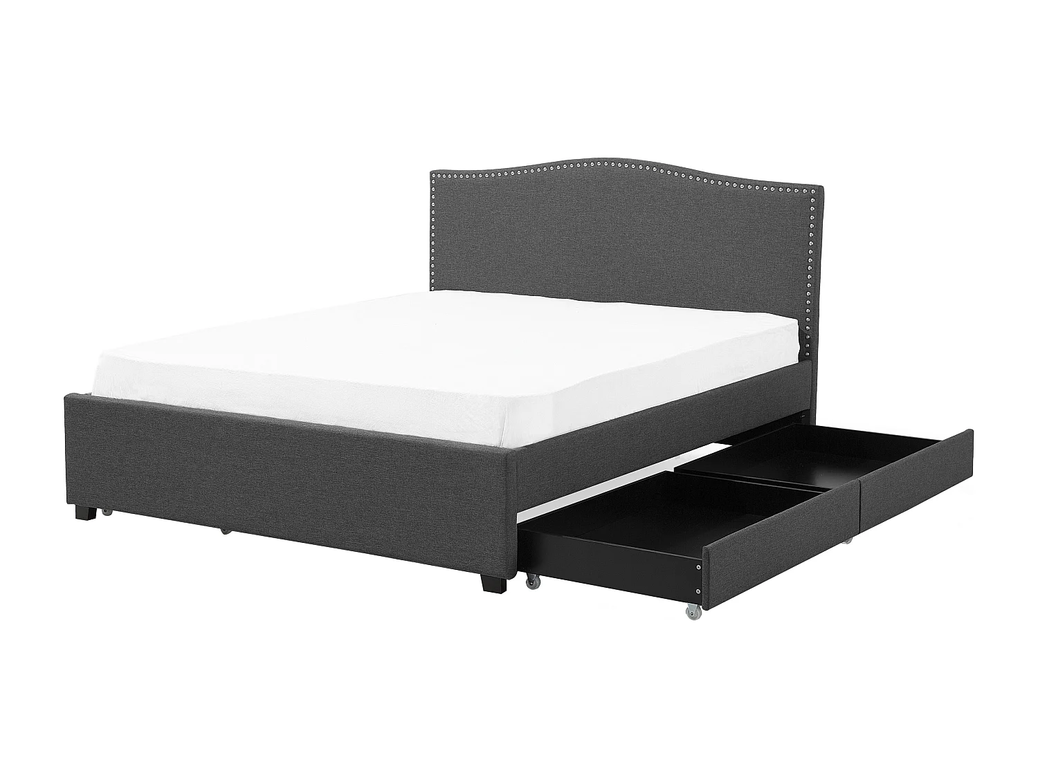 Bed met opbergladen Stof MONTPELLIER 160 x 200 cm LED Grijs