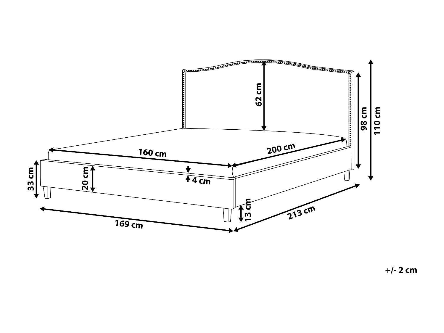 Bed Stof MONTPELLIER 160 x 200 cm LED Multicolor