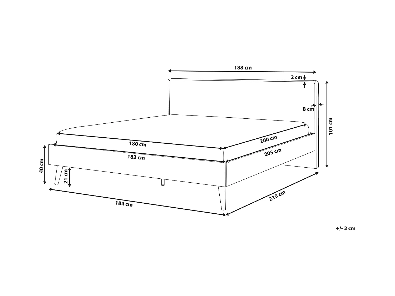 Letto con LED Legno SERRIS 180 x 200 cm Legno chiaro