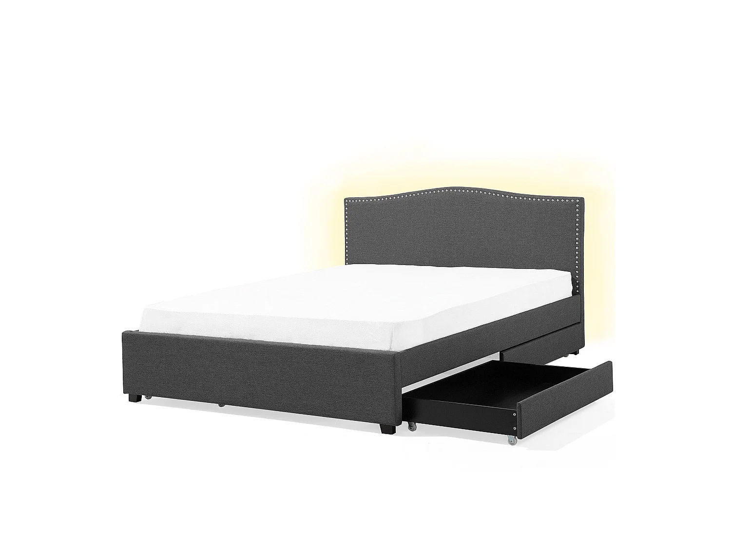 Modernes Polsterbett Grau 2 Schubladen LED-Beleuchtung 160 x 200 cm Montpellier