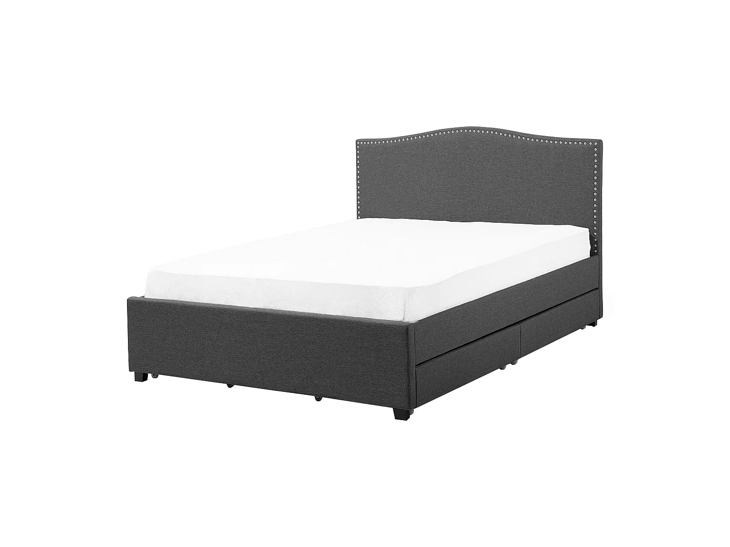 Modernes Polsterbett Grau 2 Schubladen LED-Beleuchtung 160 x 200 cm Montpellier