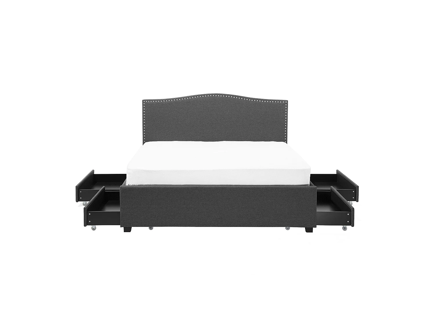 Modernes Polsterbett Grau 2 Schubladen LED-Beleuchtung 160 x 200 cm Montpellier