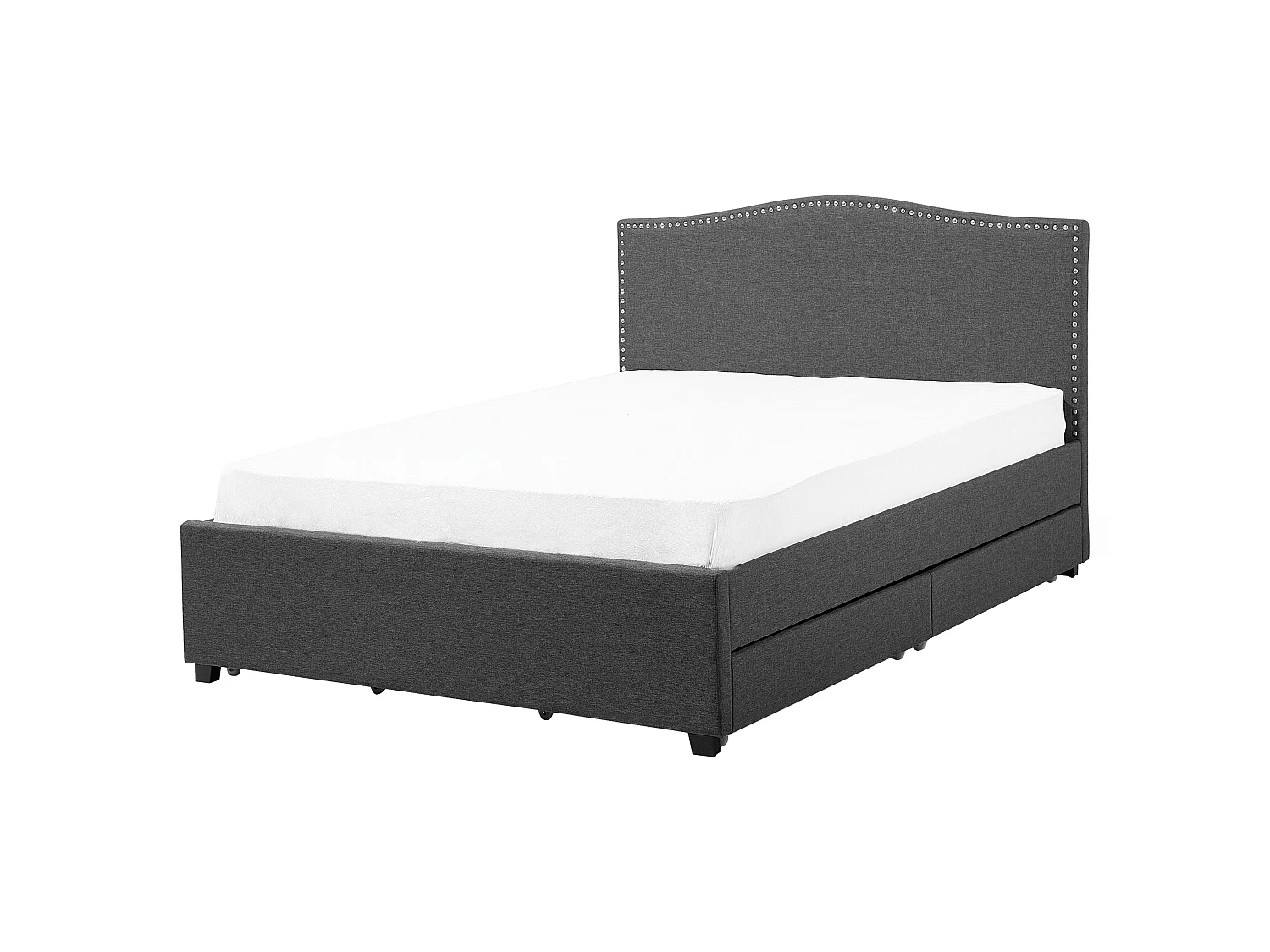 Bed met opbergladen Stof MONTPELLIER 160 x 200 cm LED Donkergrijs