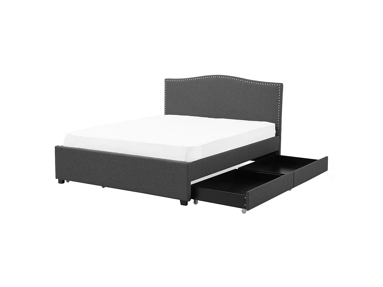 Bed met opbergladen Stof MONTPELLIER 160 x 200 cm LED Donkergrijs